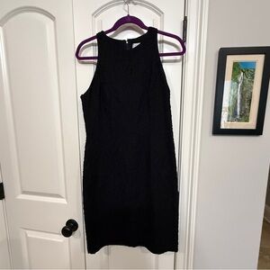 Carmen Marc Valvo Black Textured Midi Dress